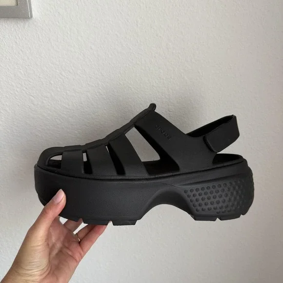 CROCS Dark Gray Platform Sandals - Picture 11 of 15